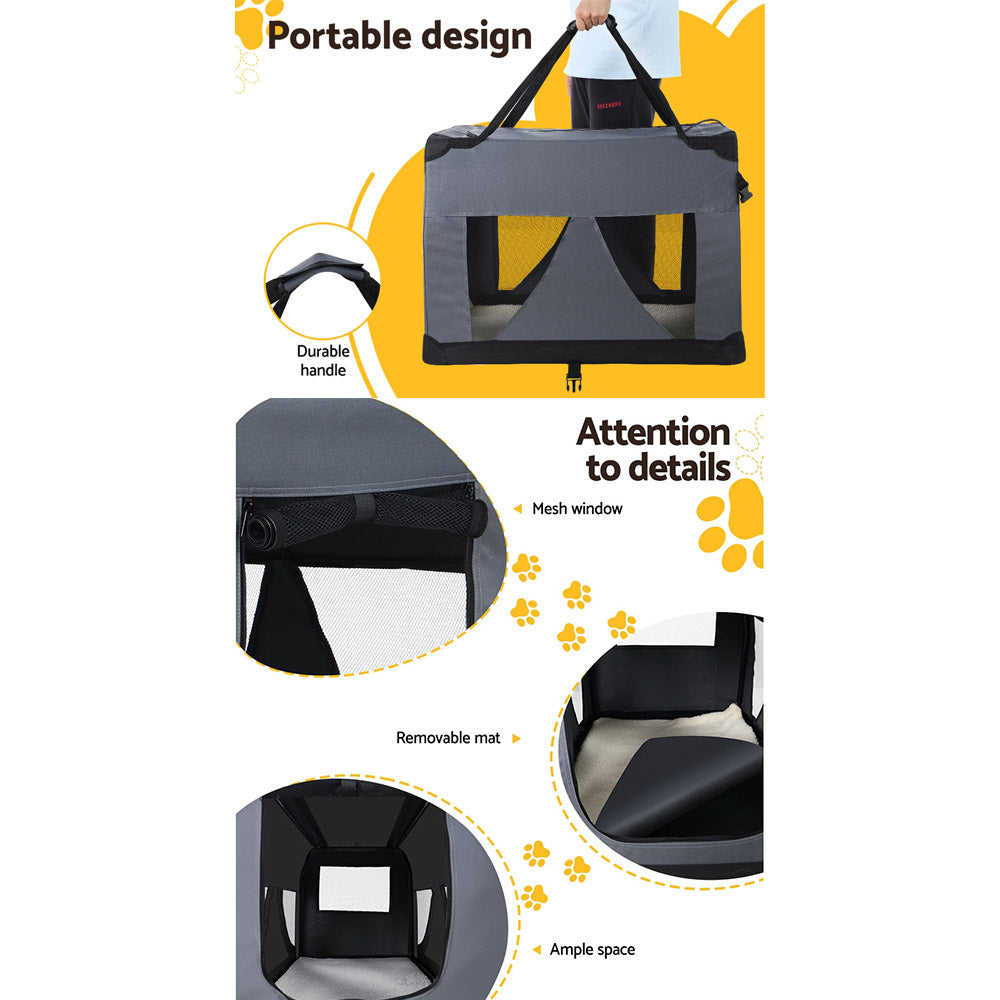 Cat Carriers & Crates: i.Pet Pet Carrier Soft Crate Dog Cat Travel 121x80CM Portable Foldable Car 4XL