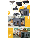 Cat Carriers & Crates: i.Pet Pet Carrier Soft Crate Dog Cat Travel 60x42CM Portable Foldable Car M