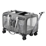 Dog Carriers & Crates: i.Pet Pet Carrier Swivel Wheels Foldable Cat Dog Trolley Stroller Travel Bag Grey
