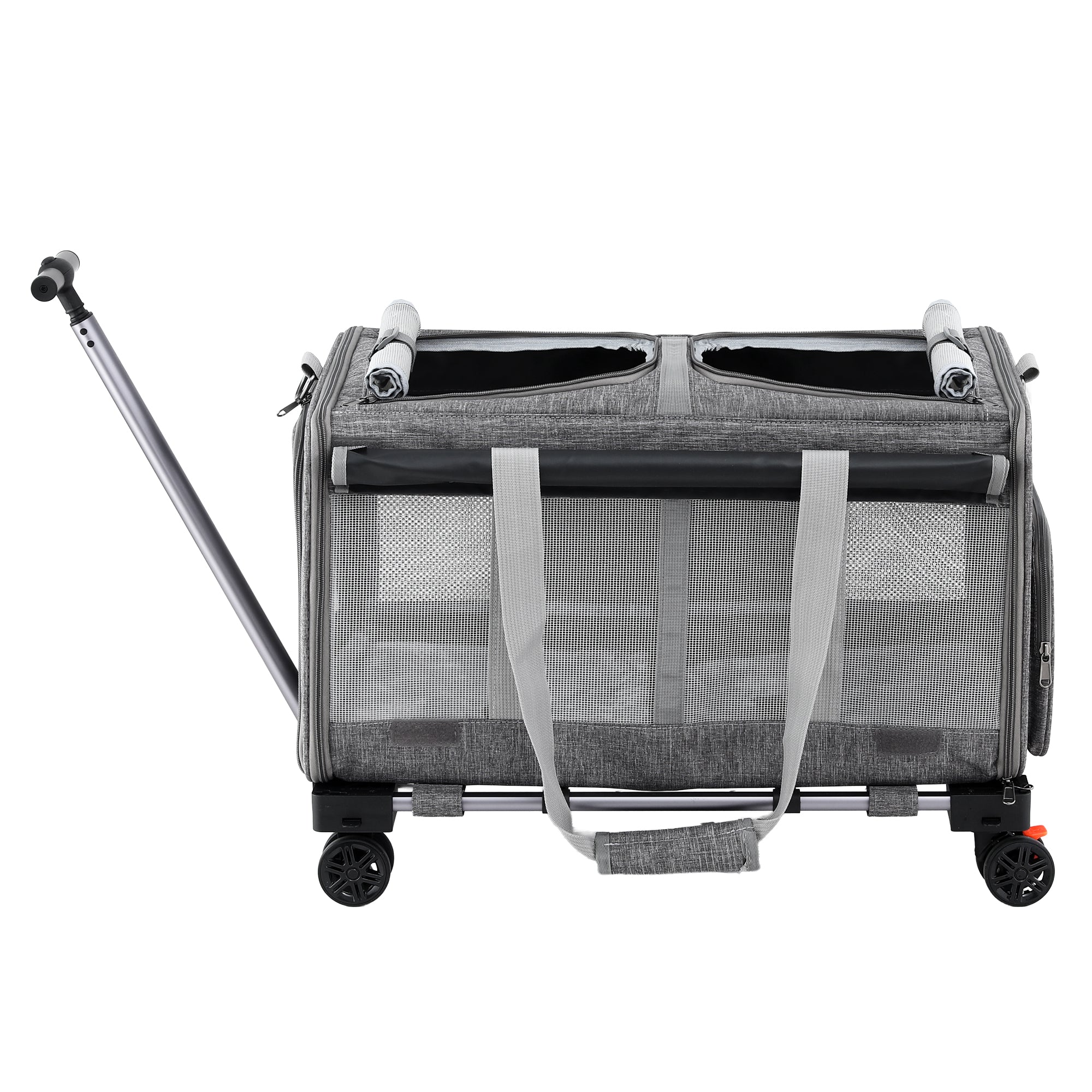 Dog Carriers & Crates: i.Pet Pet Carrier Swivel Wheels Foldable Cat Dog Trolley Stroller Travel Bag Grey