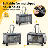 Dog Carriers & Crates: i.Pet Pet Carrier Swivel Wheels Foldable Cat Dog Trolley Stroller Travel Bag Grey