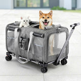 Dog Carriers & Crates: i.Pet Pet Carrier Swivel Wheels Foldable Cat Dog Trolley Stroller Travel Bag Grey