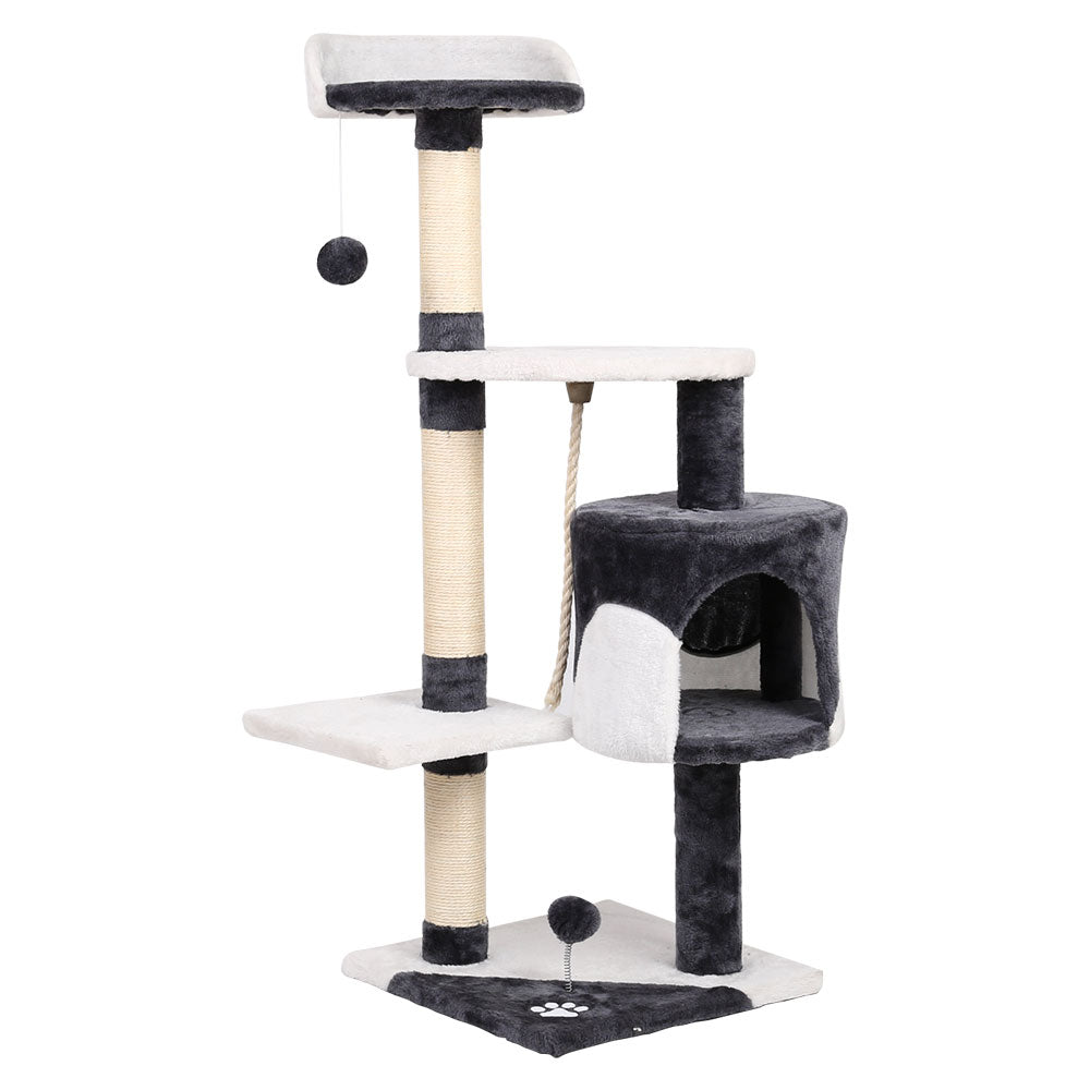Cat Scratching Posts: i.Pet Cat Tree 112cm Tower Scratching Post Scratcher Wood Condo House Furniture