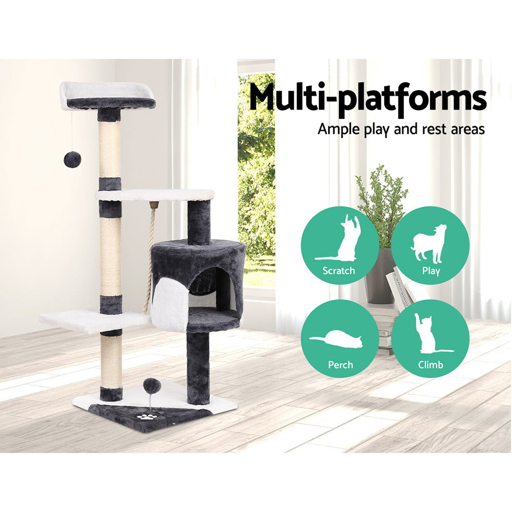 Cat Scratching Posts: i.Pet Cat Tree 112cm Tower Scratching Post Scratcher Wood Condo House Furniture