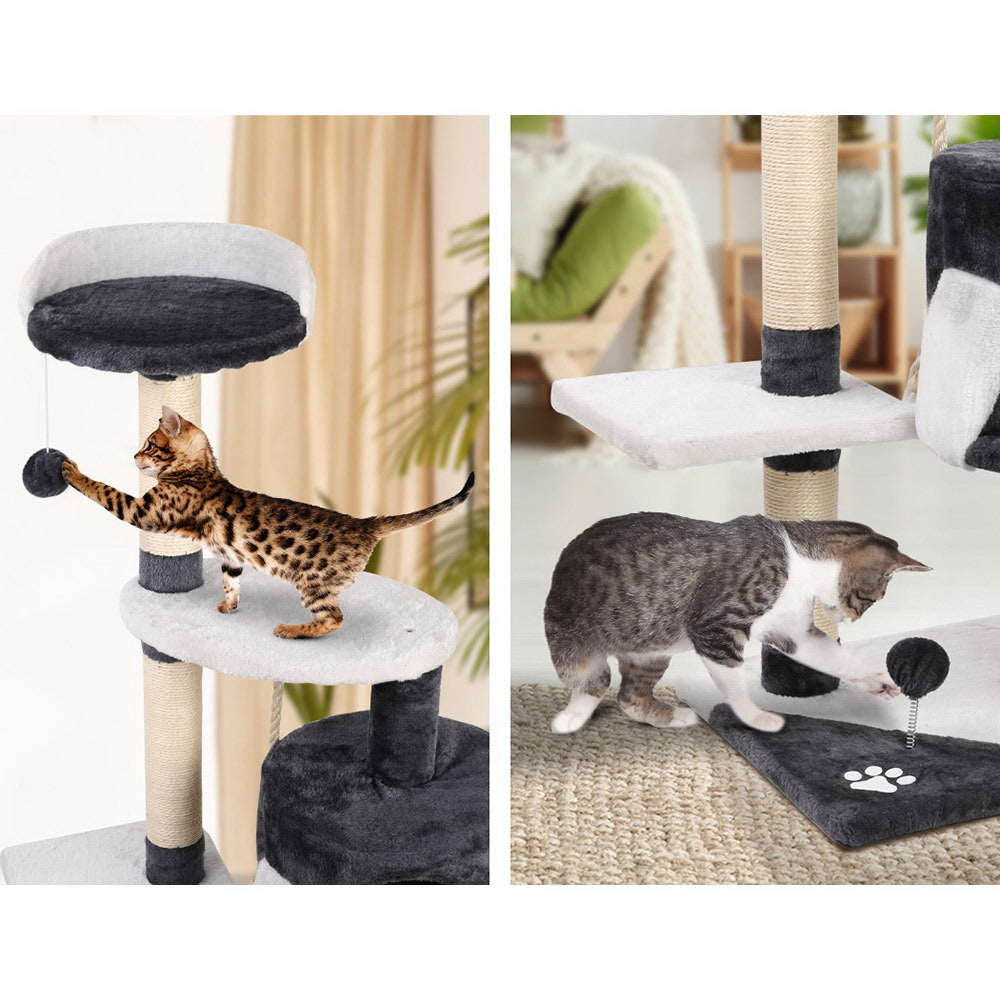 Cat Scratching Posts: i.Pet Cat Tree 112cm Tower Scratching Post Scratcher Wood Condo House Furniture