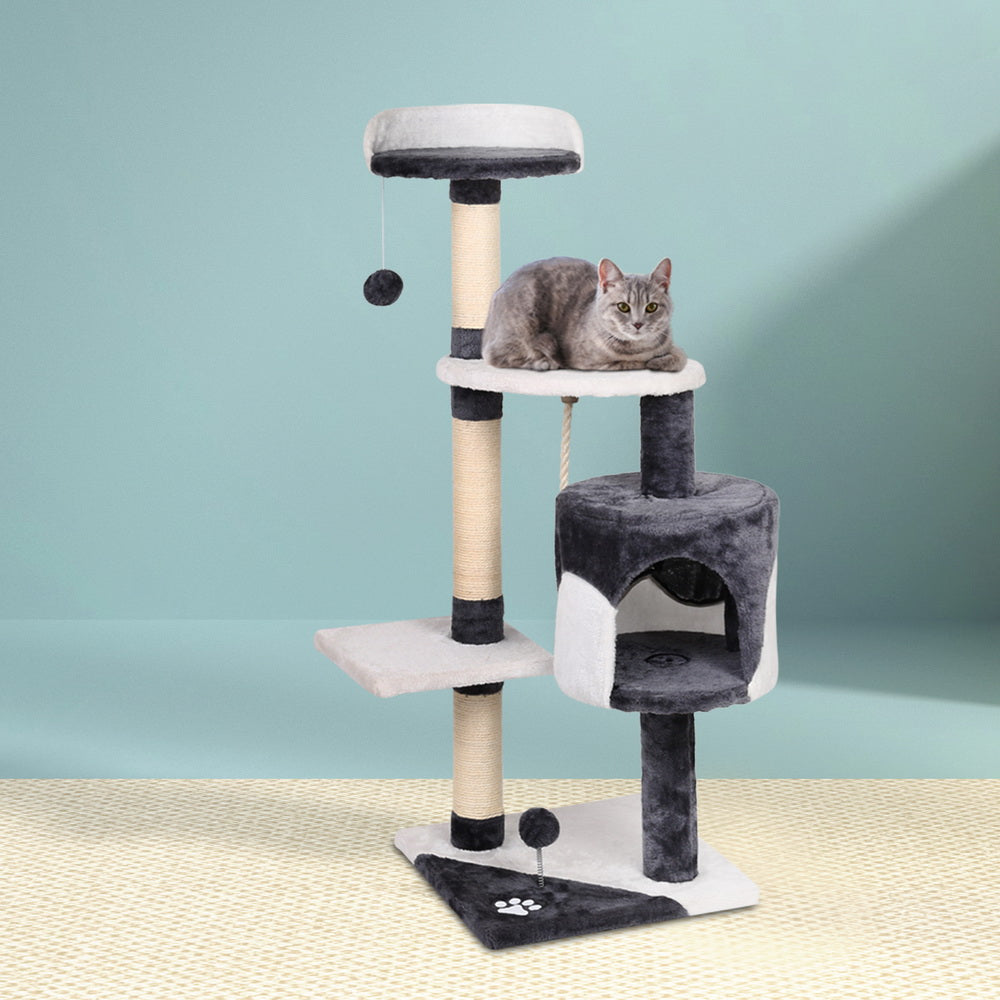 Cat Scratching Posts: i.Pet Cat Tree 112cm Tower Scratching Post Scratcher Wood Condo House Furniture