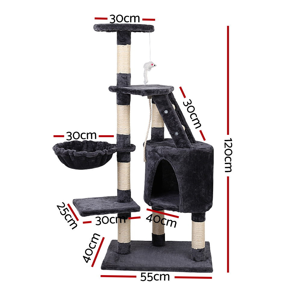 Cat Scratching Posts: i.Pet Cat Tree 120cm Tower Scratching Post Scratcher Wood Condo House Bed Toys