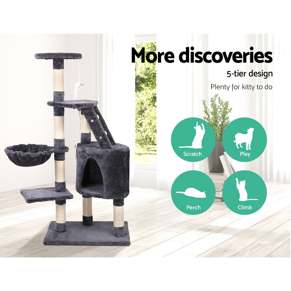 Cat Scratching Posts: i.Pet Cat Tree 120cm Tower Scratching Post Scratcher Wood Condo House Bed Toys
