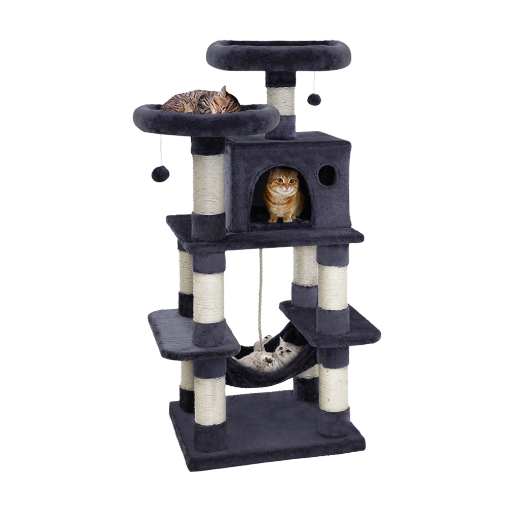 Cat Scratching Posts: i.Pet Cat Tree 145cm Tower Scratching Post Scratcher Wood Condo House Large Bed