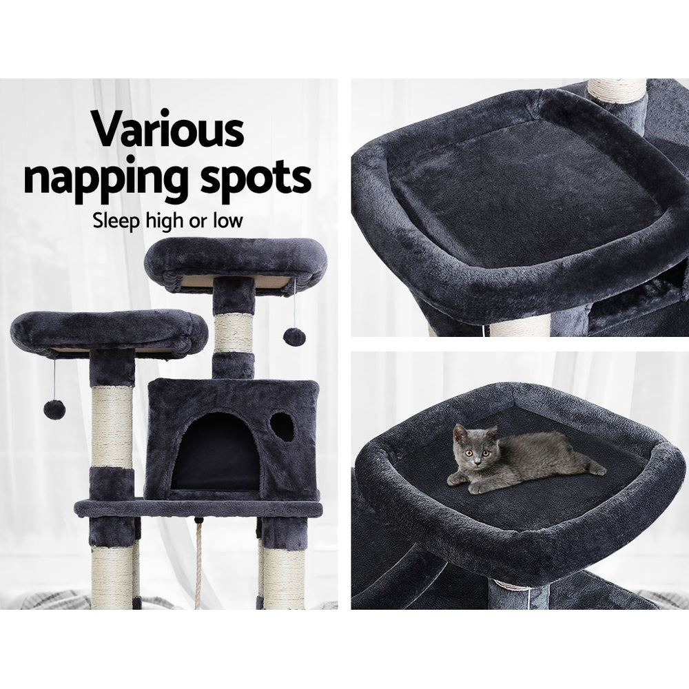 Cat Scratching Posts: i.Pet Cat Tree 145cm Tower Scratching Post Scratcher Wood Condo House Large Bed