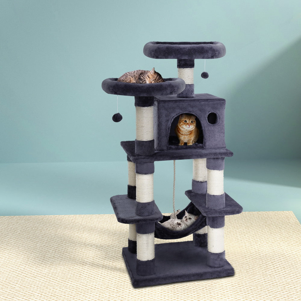 Cat Scratching Posts: i.Pet Cat Tree 145cm Tower Scratching Post Scratcher Wood Condo House Large Bed