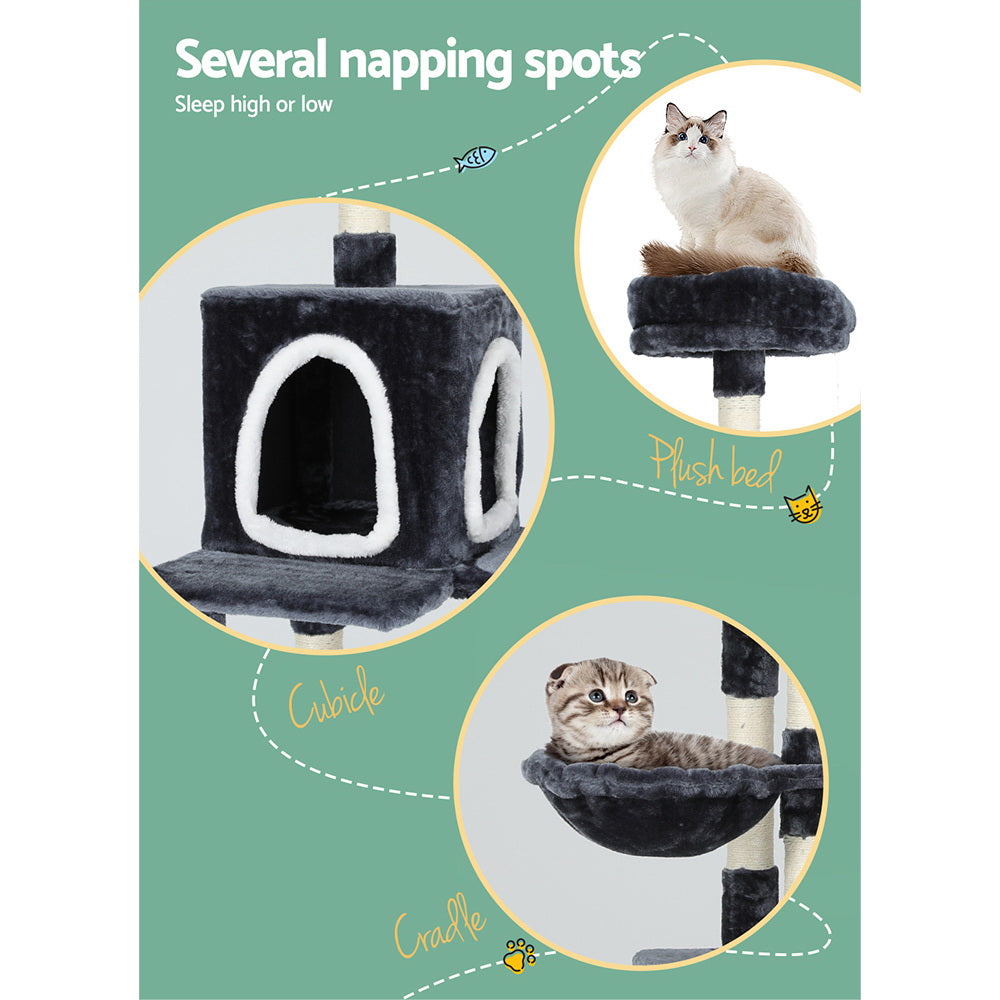 Cat Scratching Posts: i.Pet Cat Tree 168cm Tower Scratching Post Scratcher Condo House Hanging Toy Bed