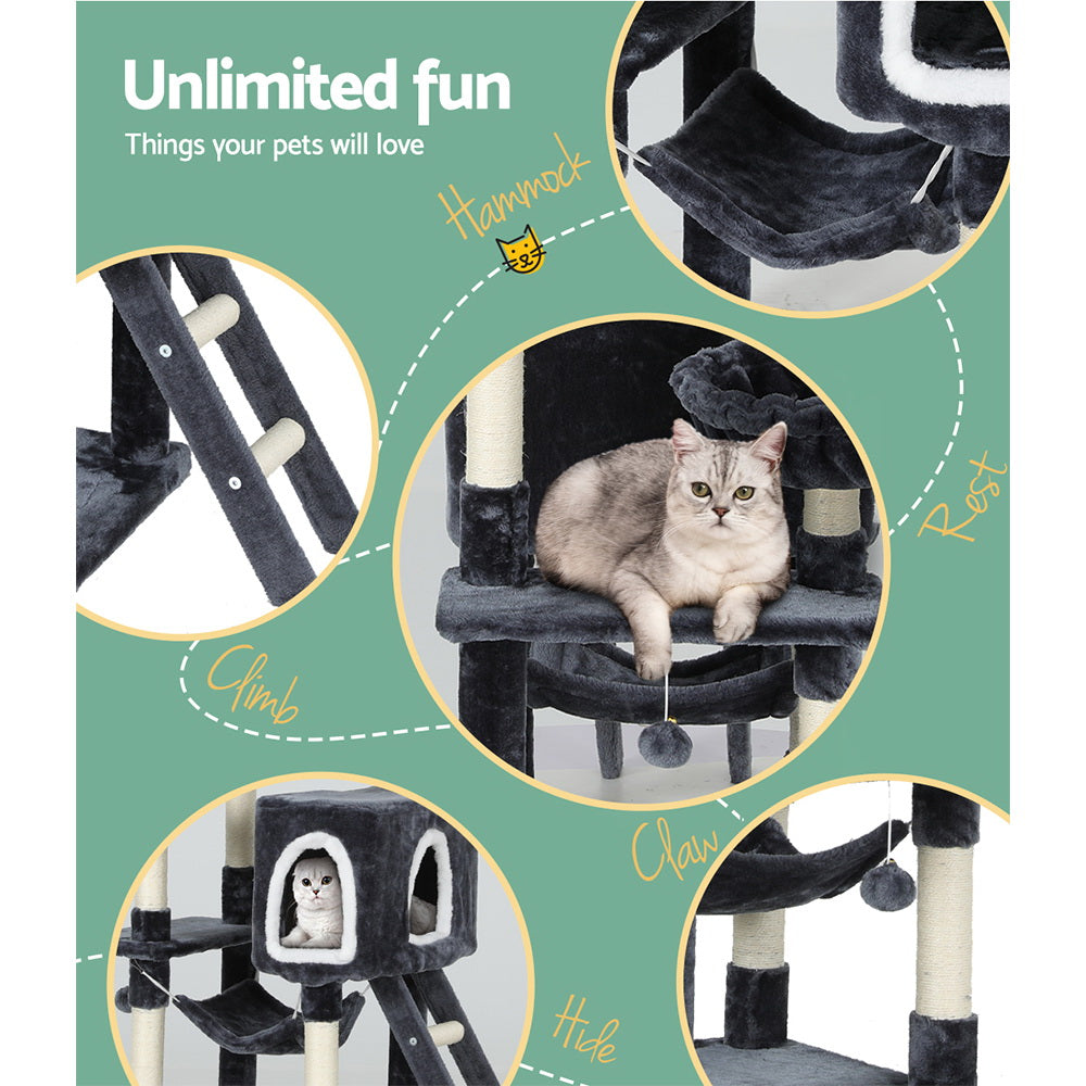 Cat Scratching Posts: i.Pet Cat Tree 168cm Tower Scratching Post Scratcher Condo House Hanging Toy Bed