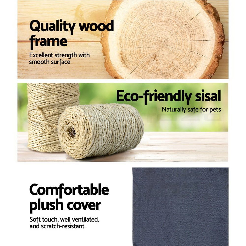 Cat Scratching Posts: i.Pet Cat Tree 134cm Tower Scratching Post Scratcher Wood Condo House Bed Grey