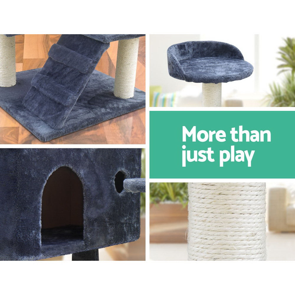 Cat Scratching Posts: i.Pet Cat Tree 134cm Tower Scratching Post Scratcher Wood Condo House Bed Grey