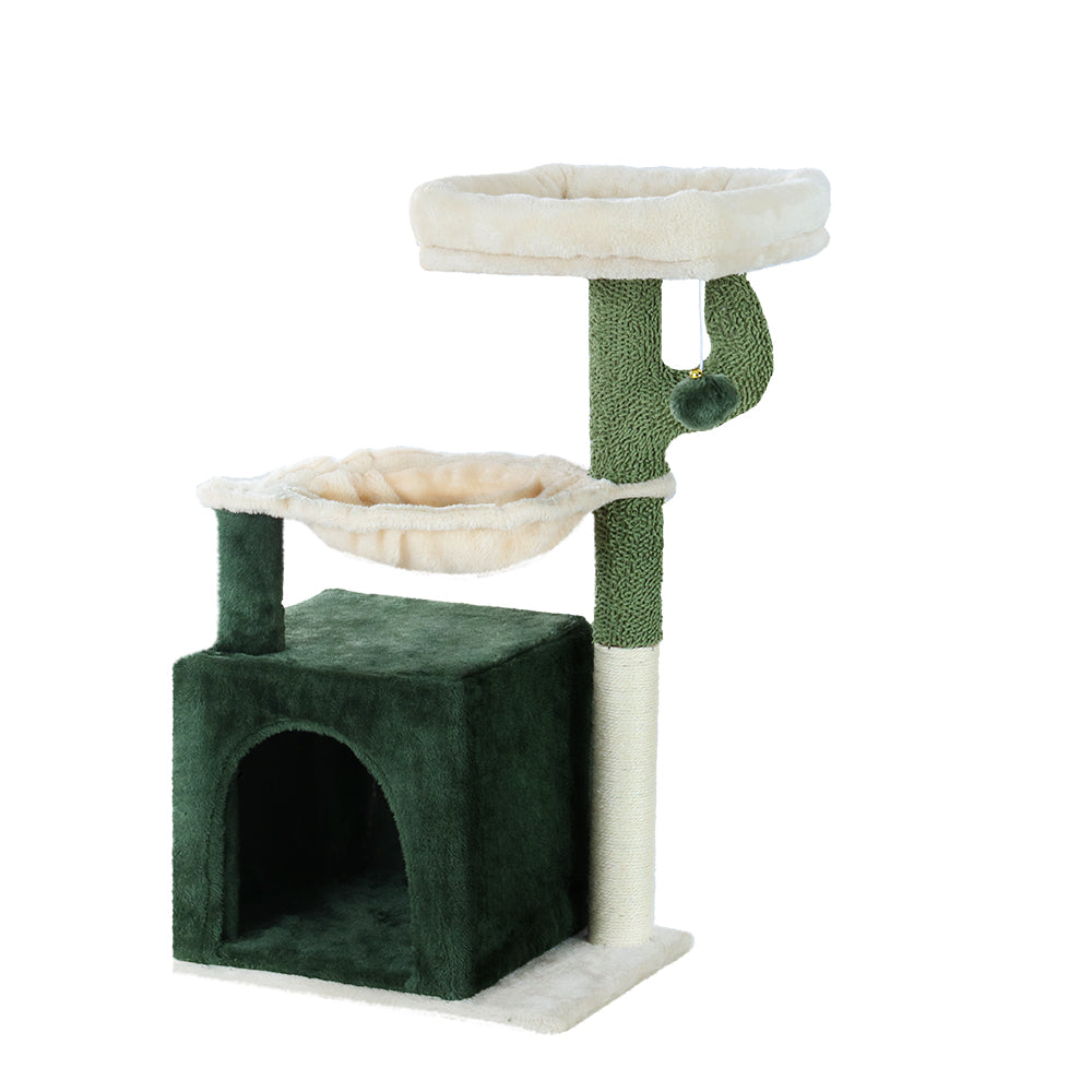 Cat Scratching Posts: i.Pet Cat Tree 78cm Scratching Post Tower Scratcher Wood Condo House Bed Toys Green