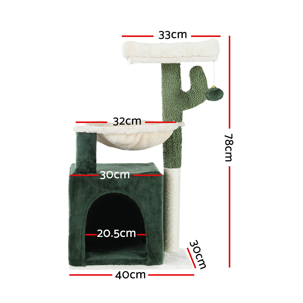 Cat Scratching Posts: i.Pet Cat Tree 78cm Scratching Post Tower Scratcher Wood Condo House Bed Toys Green