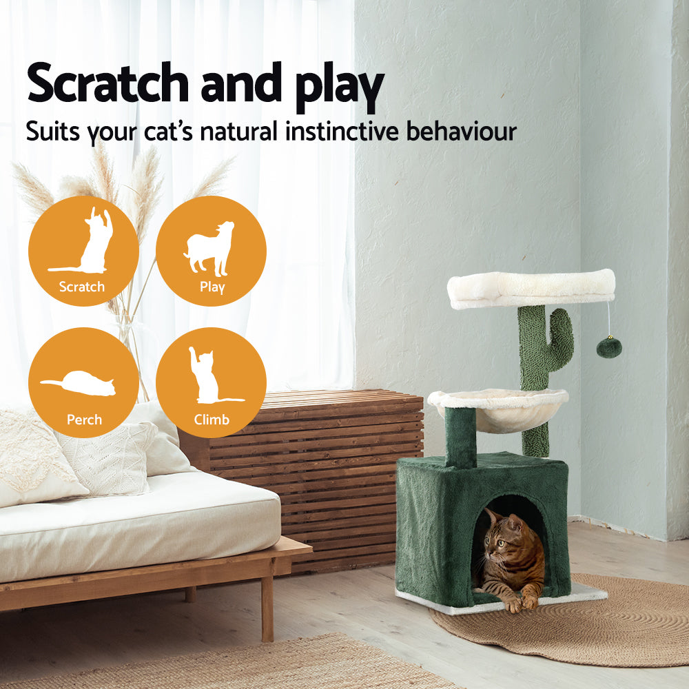 Cat Scratching Posts: i.Pet Cat Tree 78cm Scratching Post Tower Scratcher Wood Condo House Bed Toys Green