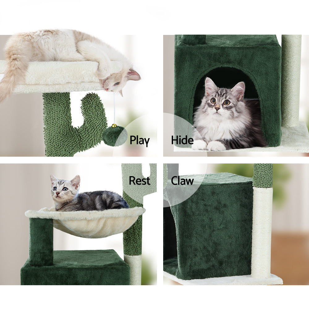 Cat Scratching Posts: i.Pet Cat Tree 78cm Scratching Post Tower Scratcher Wood Condo House Bed Toys Green