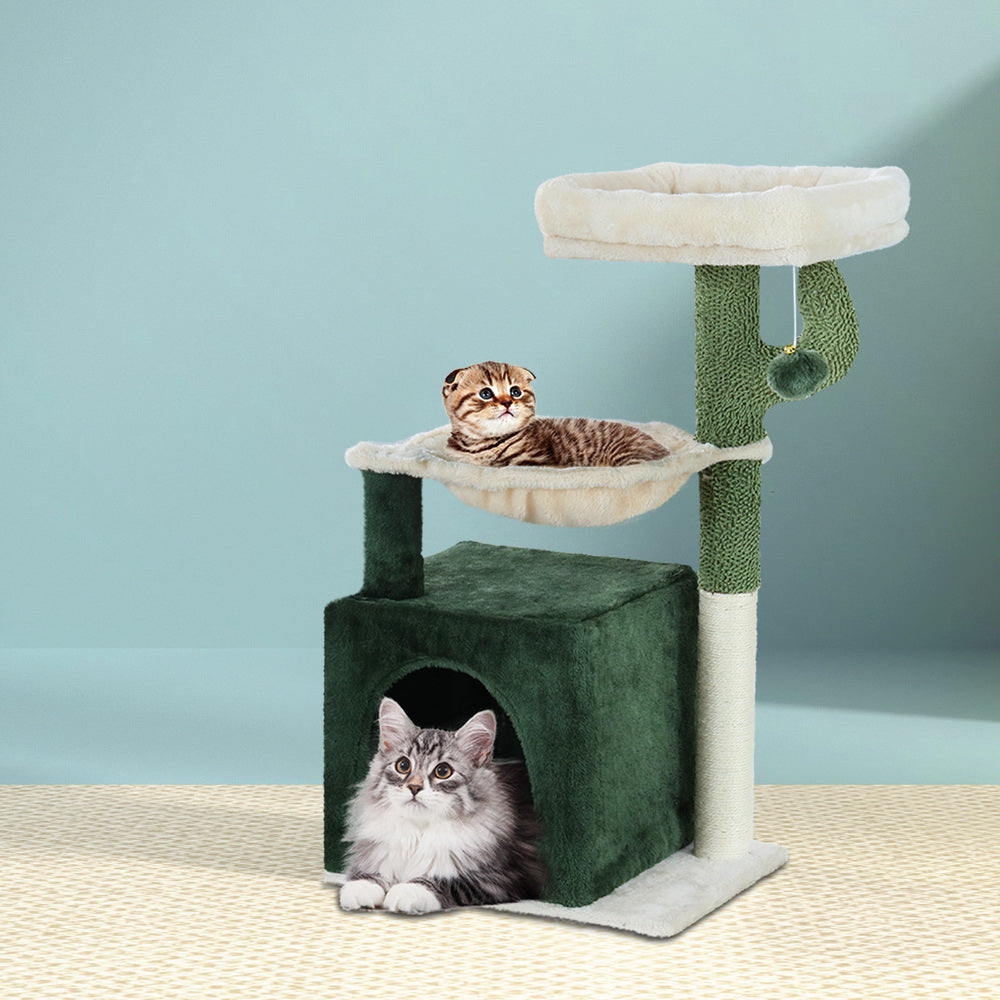 Cat Scratching Posts: i.Pet Cat Tree 78cm Scratching Post Tower Scratcher Wood Condo House Bed Toys Green