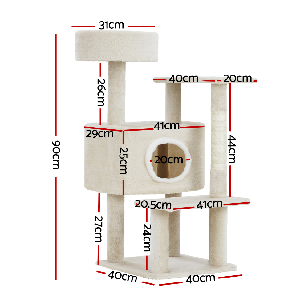 Cat Scratching Posts: i.Pet Cat Tree 90cm Scratching Post Tower Scratcher Wood Condo House Bed Trees