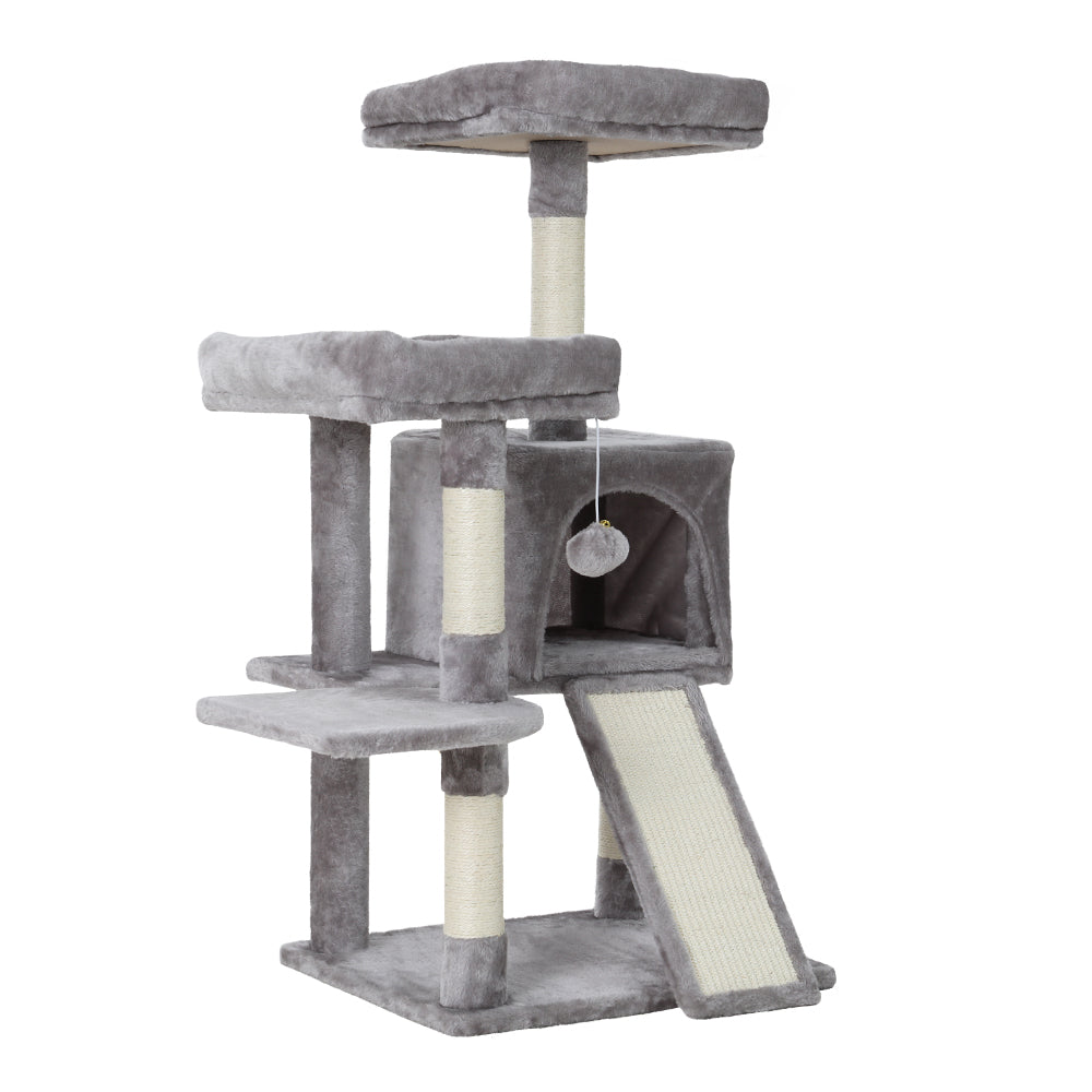 Cat Scratching Posts: i.Pet Cat Tree 103cm Tower Scratching Post Scratcher Wood Condo House Trees Grey
