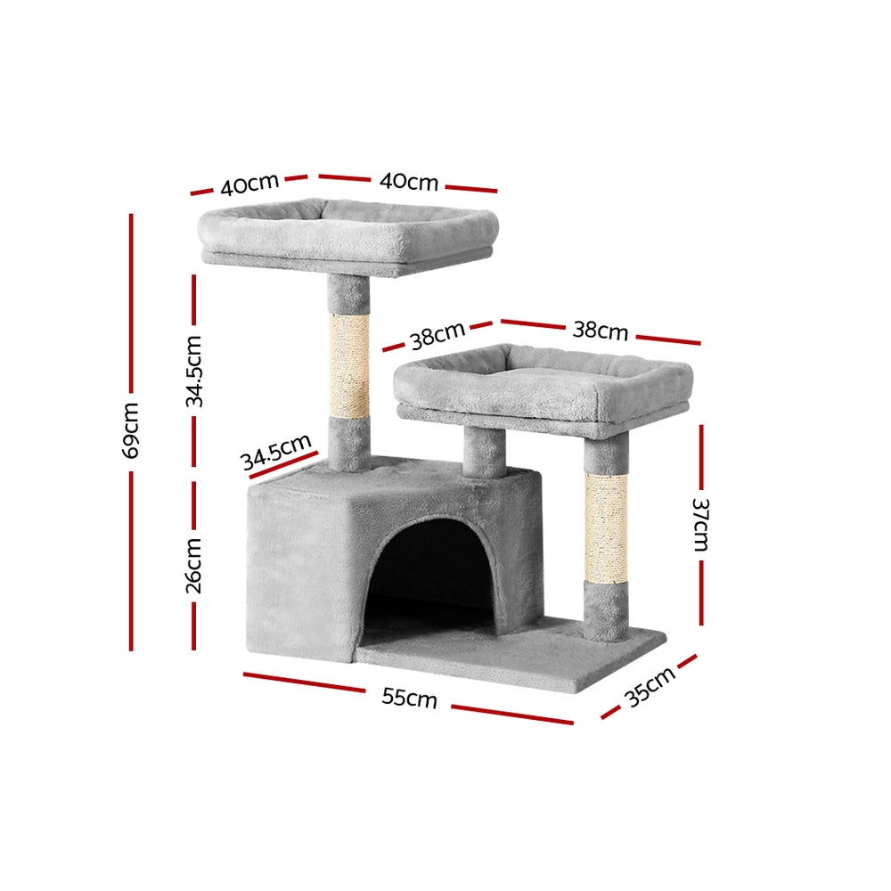 Cat Scratching Posts: i.Pet Cat Tree 69cm Scratching Post Tower Scratcher Wood Condo House Bed Trees