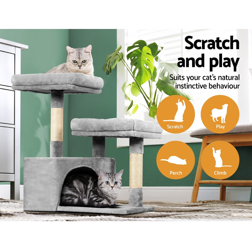 Cat Scratching Posts: i.Pet Cat Tree 69cm Scratching Post Tower Scratcher Wood Condo House Bed Trees