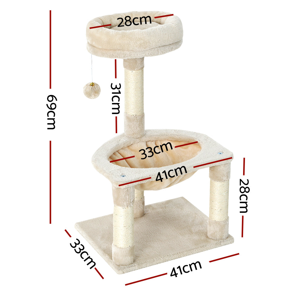 Cat Scratching Posts: i.Pet Cat Tree 69cm Scratching Post Tower Scratcher Wood Condo Toys House Bed