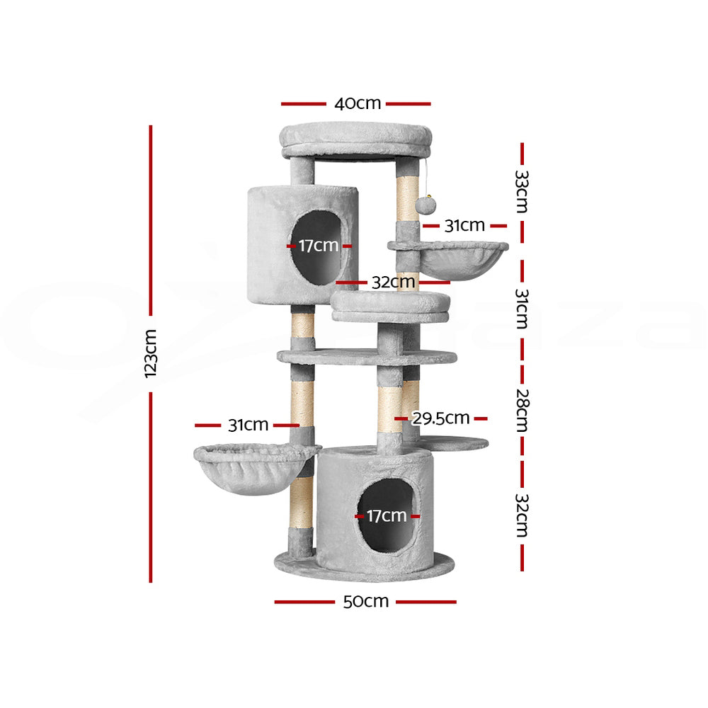 Cat Scratching Posts: i.Pet Cat Tree 123cm Tower Scratching Post Scratcher Wood Condo House Bed Toys