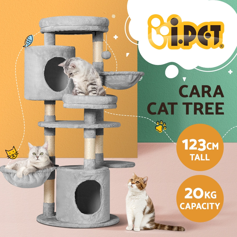 Cat Scratching Posts: i.Pet Cat Tree 123cm Tower Scratching Post Scratcher Wood Condo House Bed Toys