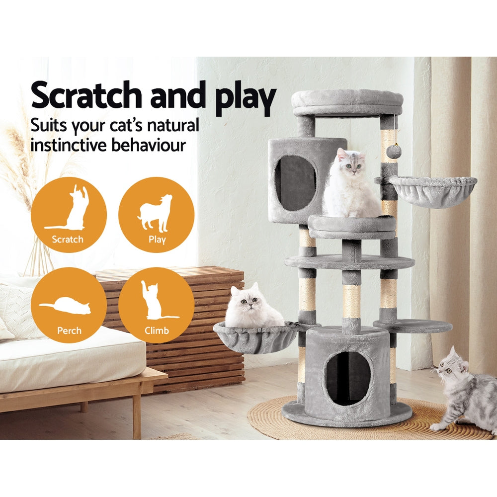 Cat Scratching Posts: i.Pet Cat Tree 123cm Tower Scratching Post Scratcher Wood Condo House Bed Toys