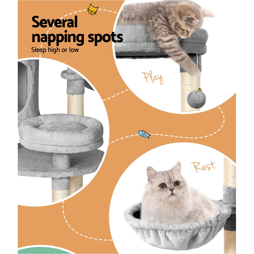 Cat Scratching Posts: i.Pet Cat Tree 123cm Tower Scratching Post Scratcher Wood Condo House Bed Toys