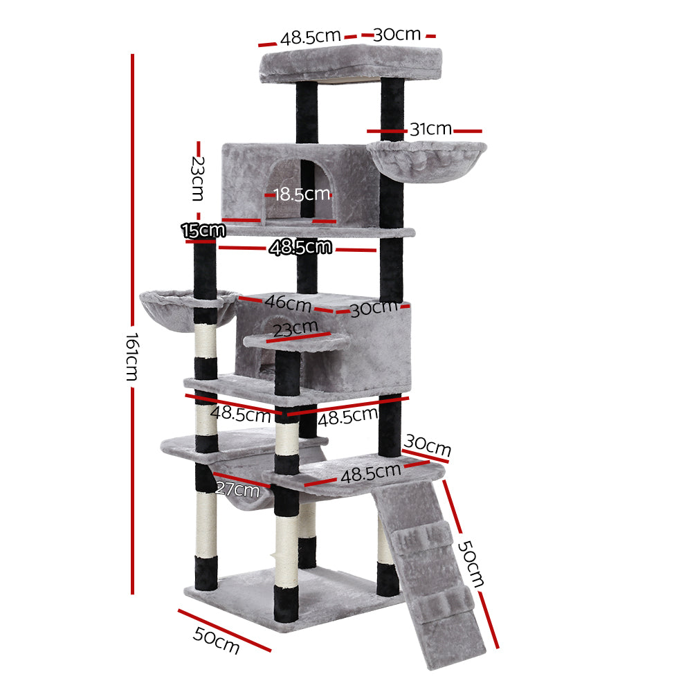 Cat Scratching Posts: i.Pet Cat Tree 161cm Tower Scratching Post Scratcher Wood Condo House Play Bed