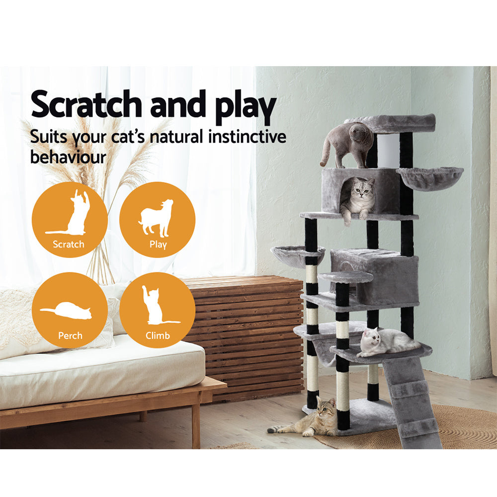 Cat Scratching Posts: i.Pet Cat Tree 161cm Tower Scratching Post Scratcher Wood Condo House Play Bed
