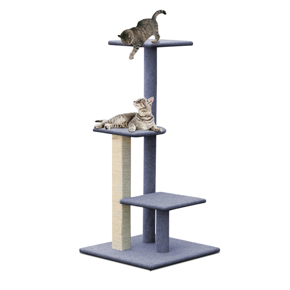 Cat Scratching Posts: i.Pet Cat Tree 124cm Scratching Post Tower Scratcher Trees Wood Condo Board