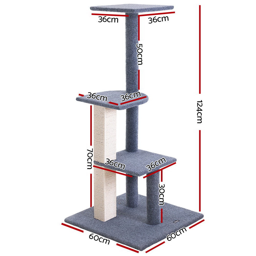 Cat Scratching Posts: i.Pet Cat Tree 124cm Scratching Post Tower Scratcher Trees Wood Condo Board
