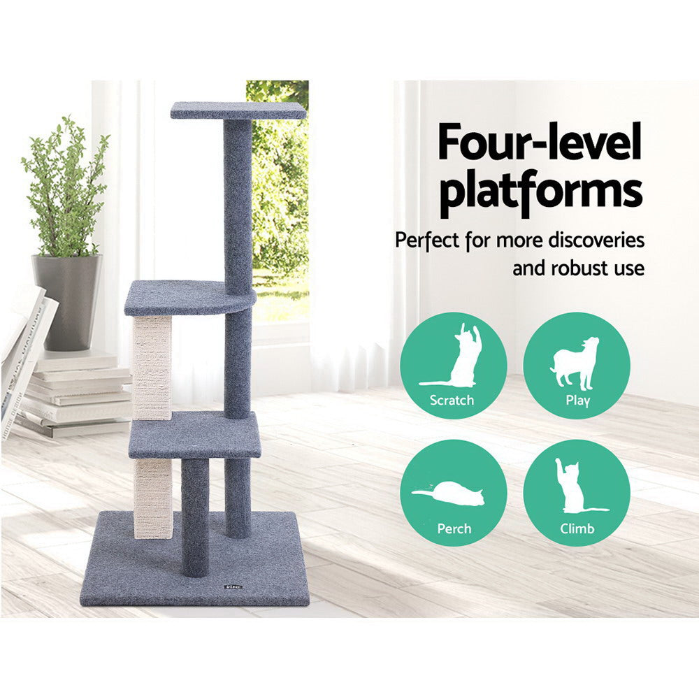 Cat Scratching Posts: i.Pet Cat Tree 124cm Scratching Post Tower Scratcher Trees Wood Condo Board