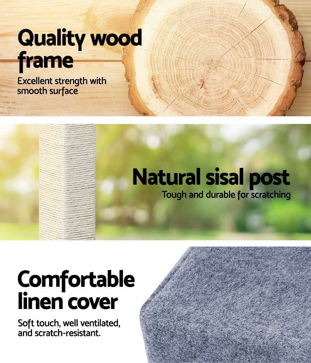 Cat Scratching Posts: i.Pet Cat Tree 124cm Scratching Post Tower Scratcher Trees Wood Condo Board