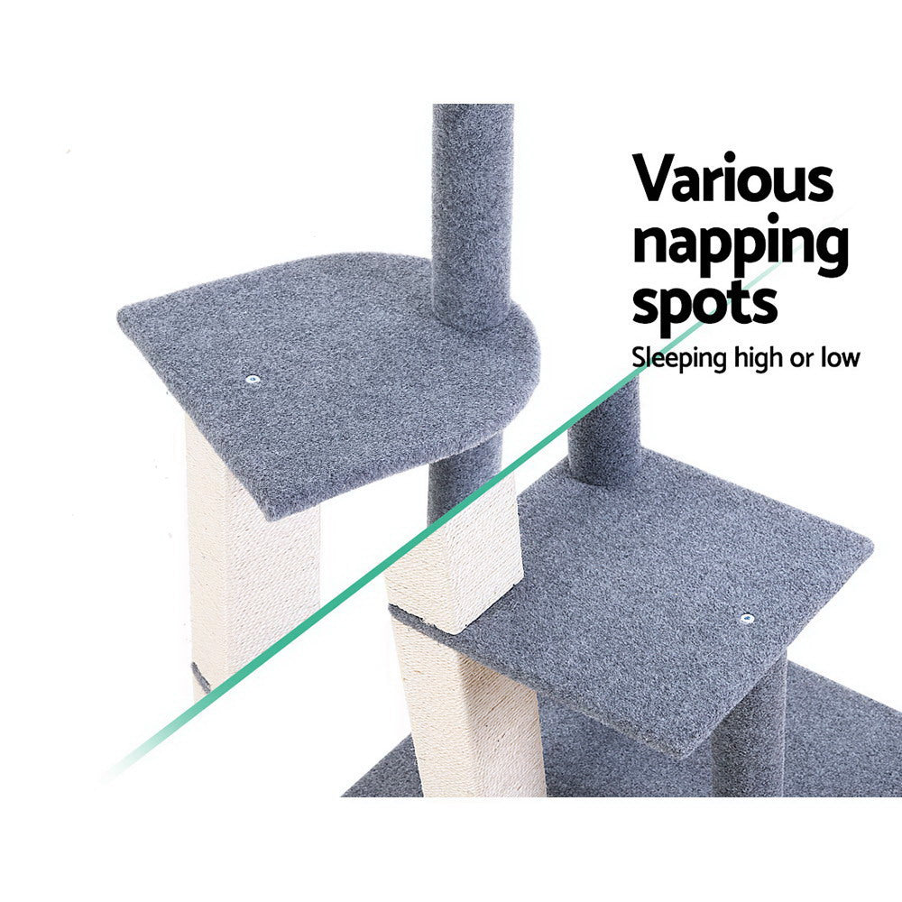 Cat Scratching Posts: i.Pet Cat Tree 124cm Scratching Post Tower Scratcher Trees Wood Condo Board
