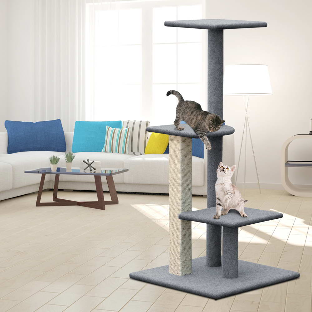 Cat Scratching Posts: i.Pet Cat Tree 124cm Scratching Post Tower Scratcher Trees Wood Condo Board
