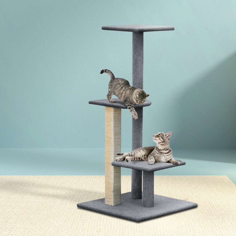 Cat Scratching Posts: i.Pet Cat Tree 124cm Scratching Post Tower Scratcher Trees Wood Condo Board