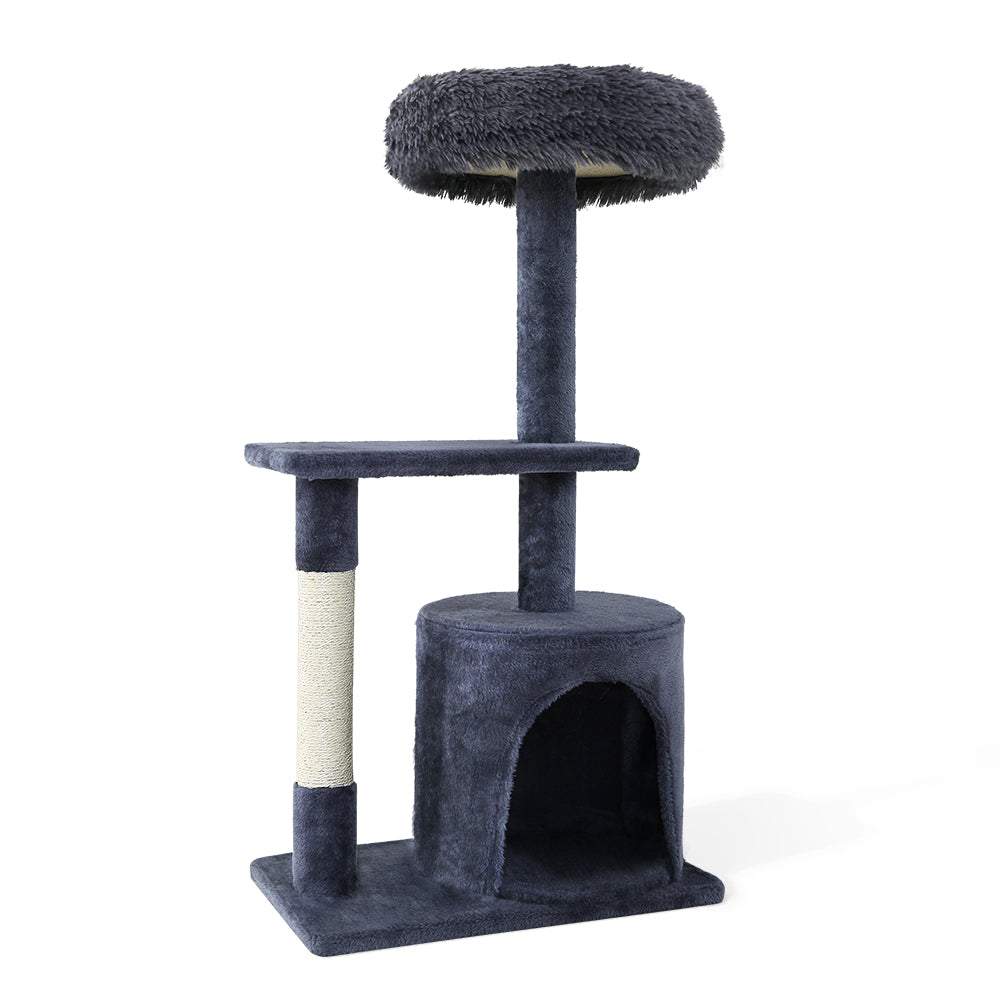 Cat Scratching Posts: i.Pet Cat Tree 94cm Scratching Post Tower Scratcher Condo House Wood Trees Grey