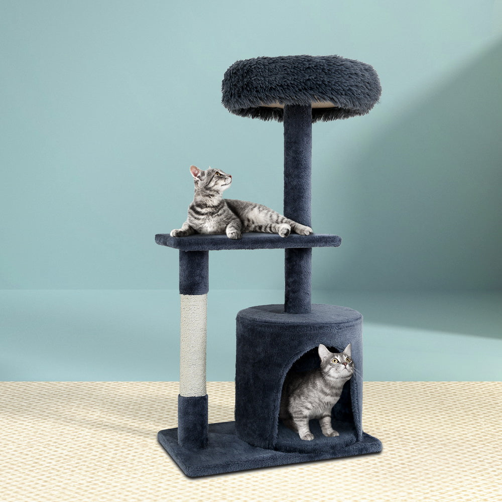 Cat Scratching Posts: i.Pet Cat Tree 94cm Scratching Post Tower Scratcher Condo House Wood Trees Grey