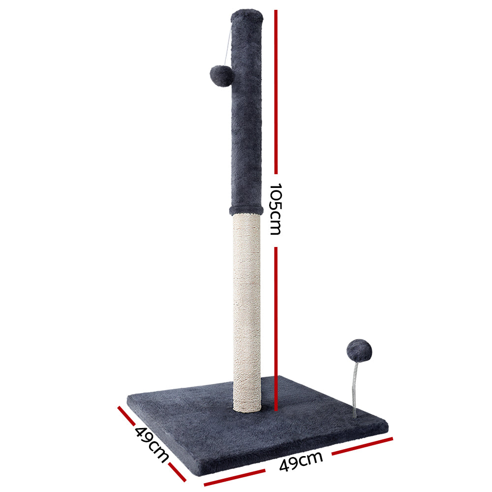 Cat Scratching Posts: i.Pet Cat Tree 105cm Scratching Post Scratcher Tower Condo House Hanging toys Grey