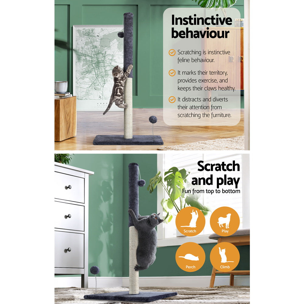 Cat Scratching Posts: i.Pet Cat Tree 105cm Scratching Post Scratcher Tower Condo House Hanging toys Grey