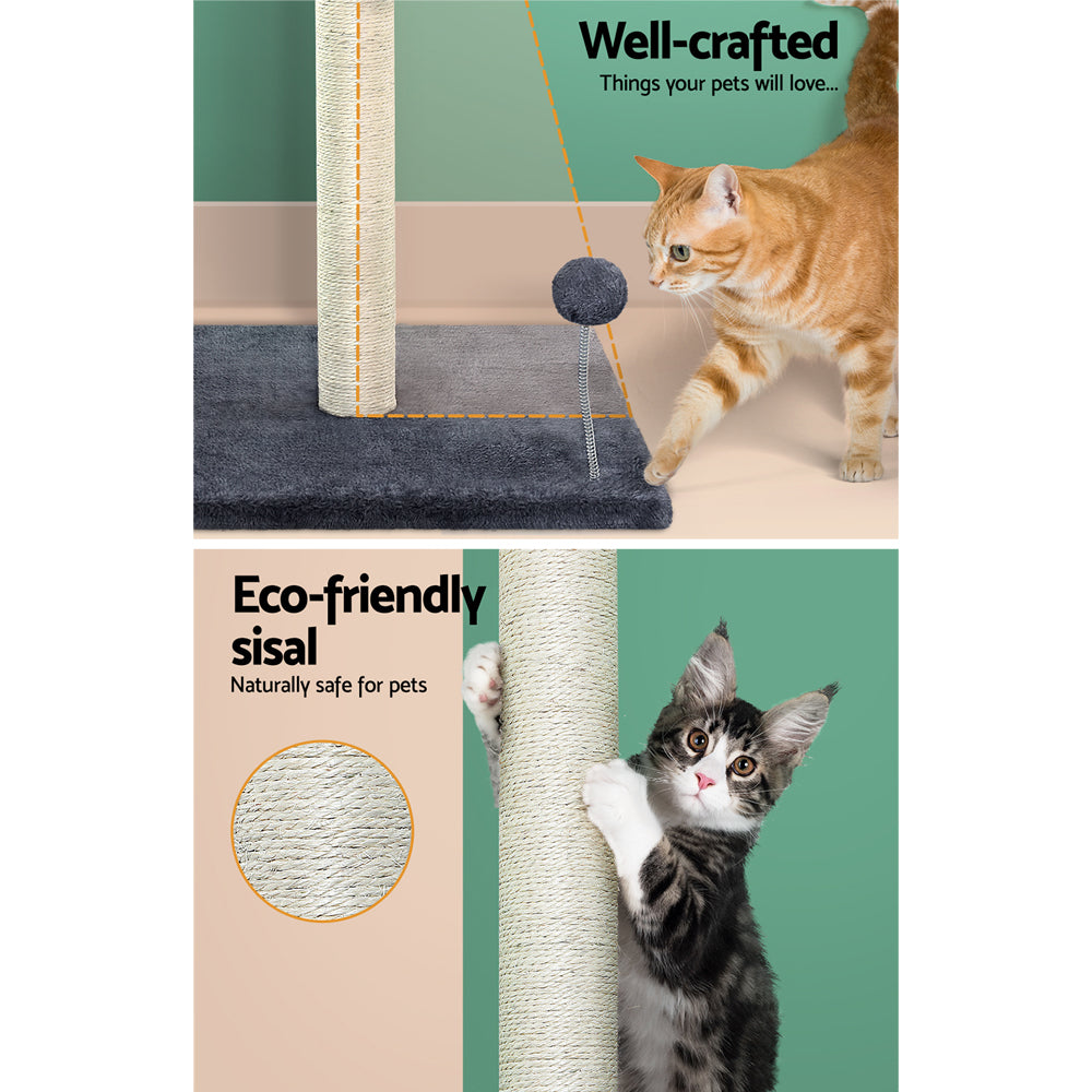 Cat Scratching Posts: i.Pet Cat Tree 105cm Scratching Post Scratcher Tower Condo House Hanging toys Grey