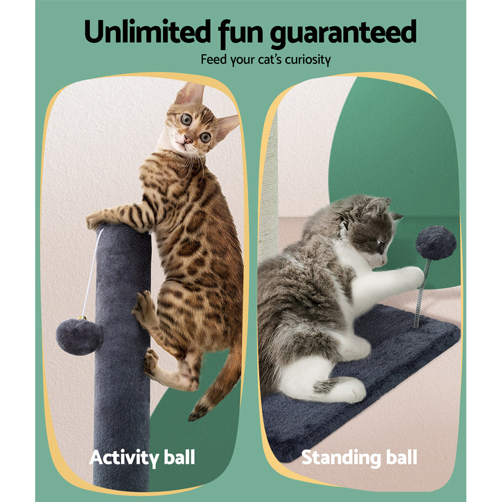 Cat Scratching Posts: i.Pet Cat Tree 105cm Scratching Post Scratcher Tower Condo House Hanging toys Grey