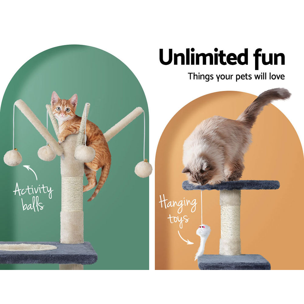 Cat Scratching Posts: i.Pet Cat Tree 110cm Tower Scratching Post Scratcher Wood Condo House Bed Toys