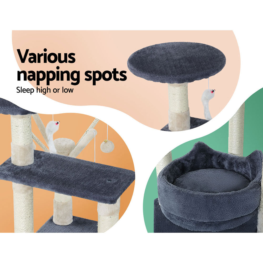 Cat Scratching Posts: i.Pet Cat Tree 110cm Tower Scratching Post Scratcher Wood Condo House Bed Toys
